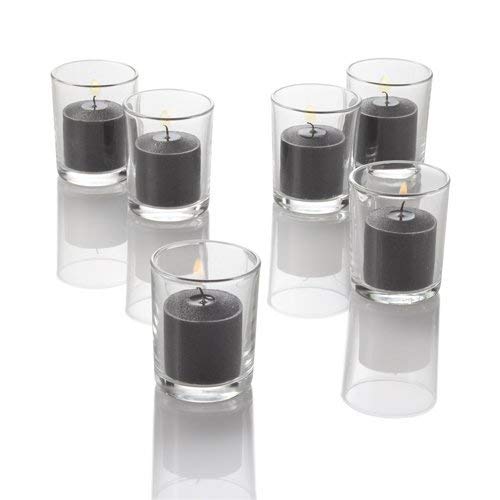 144-Pack Richland Unscented Black Votive Candles with 144 Clear Glass Eastland Votive Holders - Perfect for Weddings, Parties, Restaurants, and Home Decor