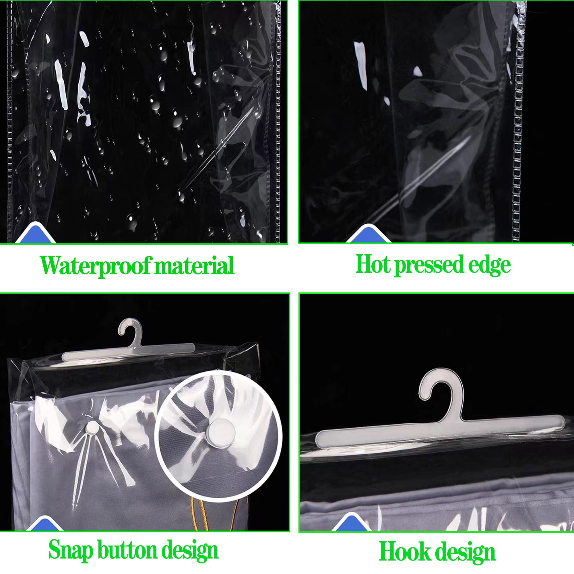 30 Pack Clear Hanging Storage Bags with Hooks - 13