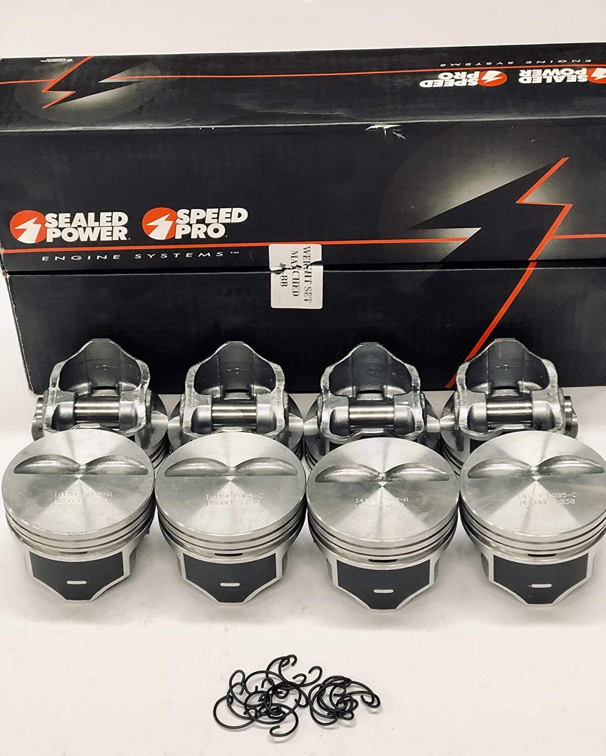 SPEED PRO Hypereutectic Flat Top Pistons Set of 8 for Chevy Small Block 383 Engine - Compatible with 5.7 Rod STD - High Performance Upgrade for Racing & Engine Rebuilds