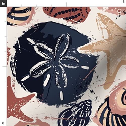 Seashells Sand Large Shells Printed Minky Fabric by The Yard - Soft Plush Fabric for Sewing Baby Blankets, Quilt Backing & DIY Home Decor Projects