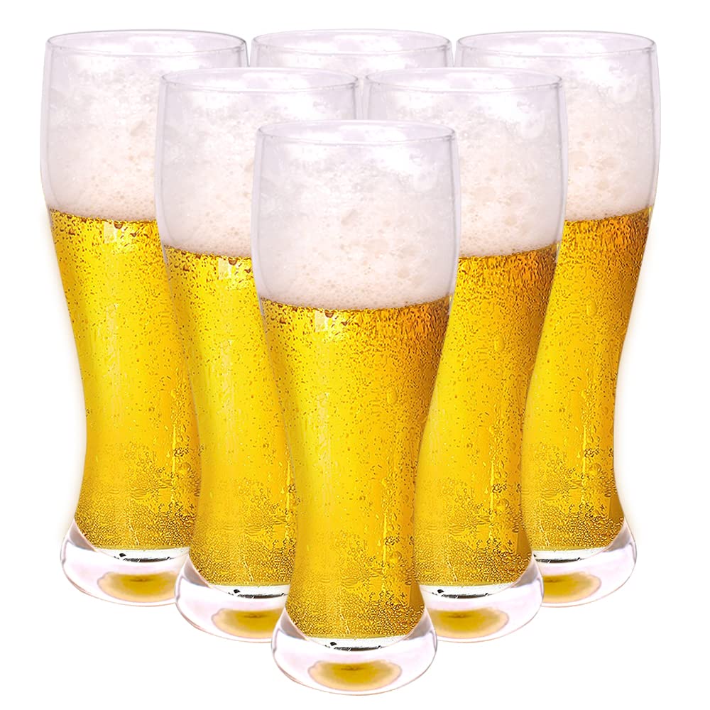 18oz Pilsner Beer Glasses Set of 6 - Premium Craft Beer Glassware for Lager, IPA, Stout - Bar, Pub & Home Use - Perfect for Parties, Gifts & Beer Enthusiasts