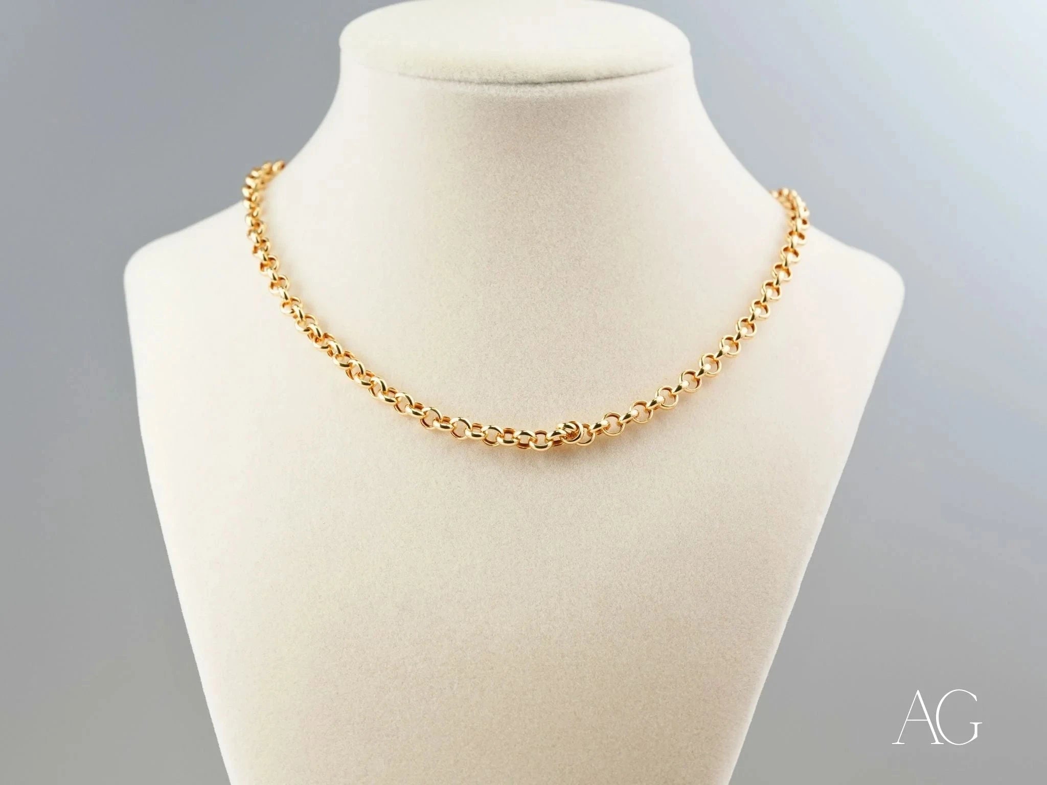 18K Gold Rolo Chain Necklace for Women - Luxury Statement Jewelry Gift for Birthday, Anniversary & Special Occasions | Elegant Layering Piece for Everyday Wear or Evening Events