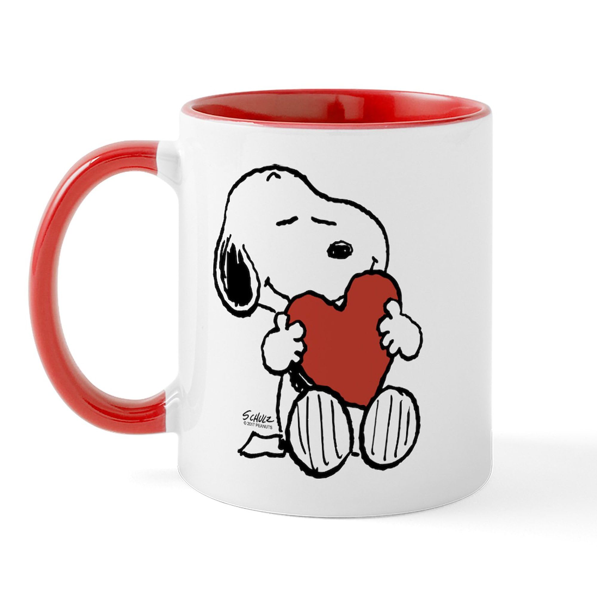 Snoopy On Heart Ceramic Coffee Mug 11 oz (325 ml) - Perfect for Hot & Cold Drinks, Ideal for Home, Office, or Gift Giving - CafePress