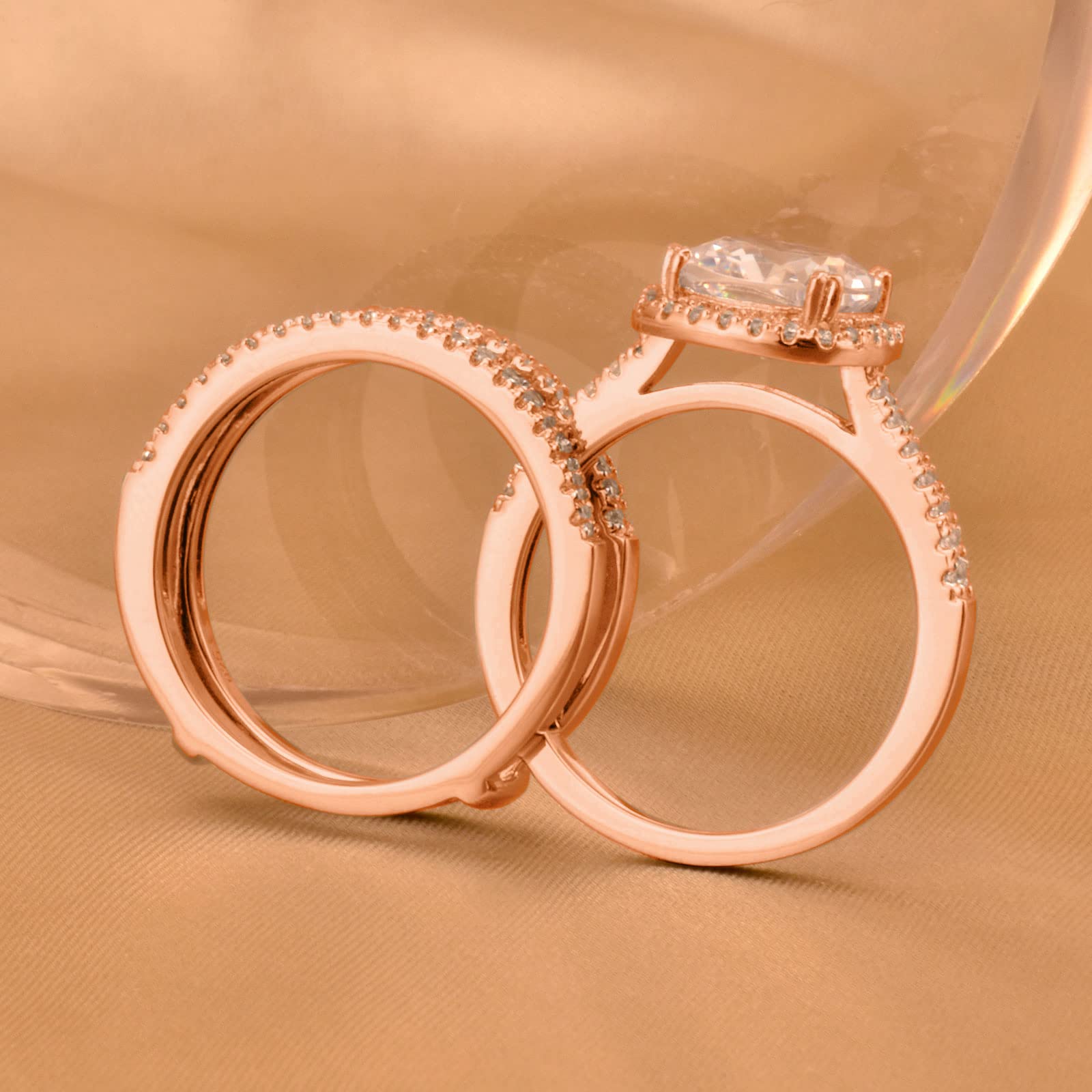 2.66CT Cushion Halo CZ Wedding Engagement Ring Set for Women - 925 Sterling Silver Bridal Promise Rings Size 4-12 - Perfect for Proposals, Anniversaries & Special Occasions