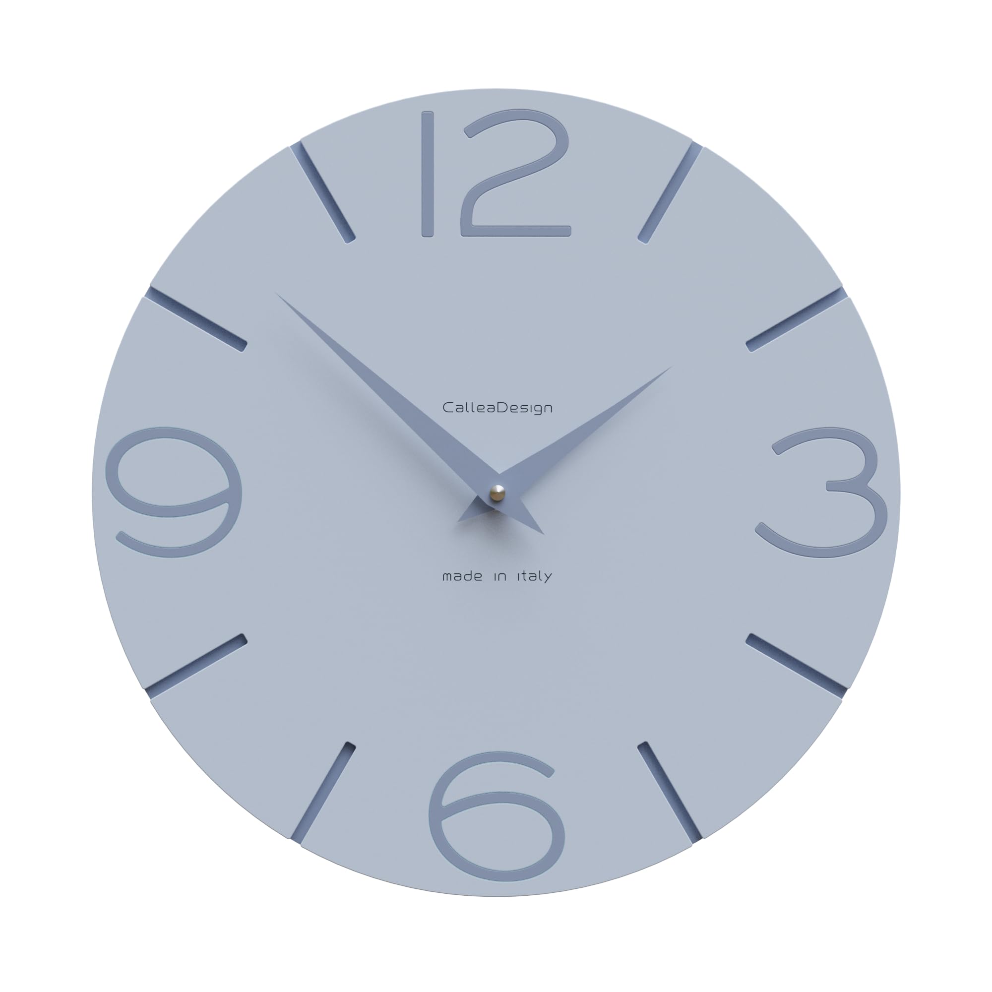 CalleaDesign 11.8 Inch Modern Wall Clock with Smile Face - Powder Blue Home Decor for Living Room, Bedroom, Office & Kitchen