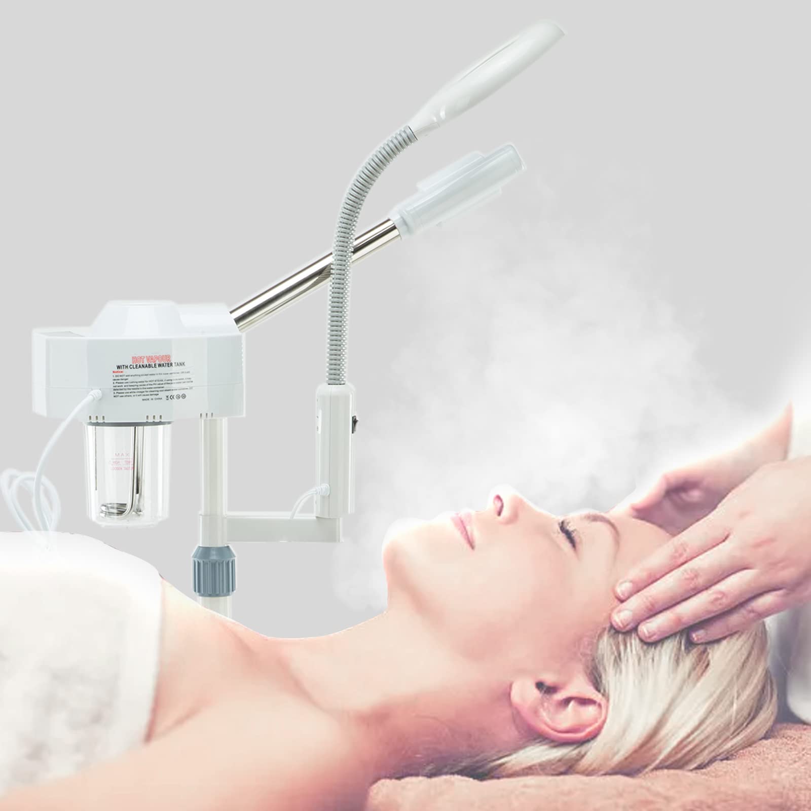 Professional 2-in-1 Facial Steamer with 5X LED Magnifying Lamp & Hot Ozone Function - Esthetician Grade Beauty Equipment for Home & Salon Use - Perfect for Deep Cleansing, Blackhead Removal & Skin Hydration