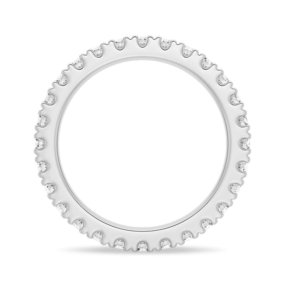 French Pave Round Cut Moissanite Eternity Band Ring - 14K White Gold Wedding Anniversary Stackable Ring for Women, Perfect for Bridal Jewelry, Engagement Gift & Special Occasions