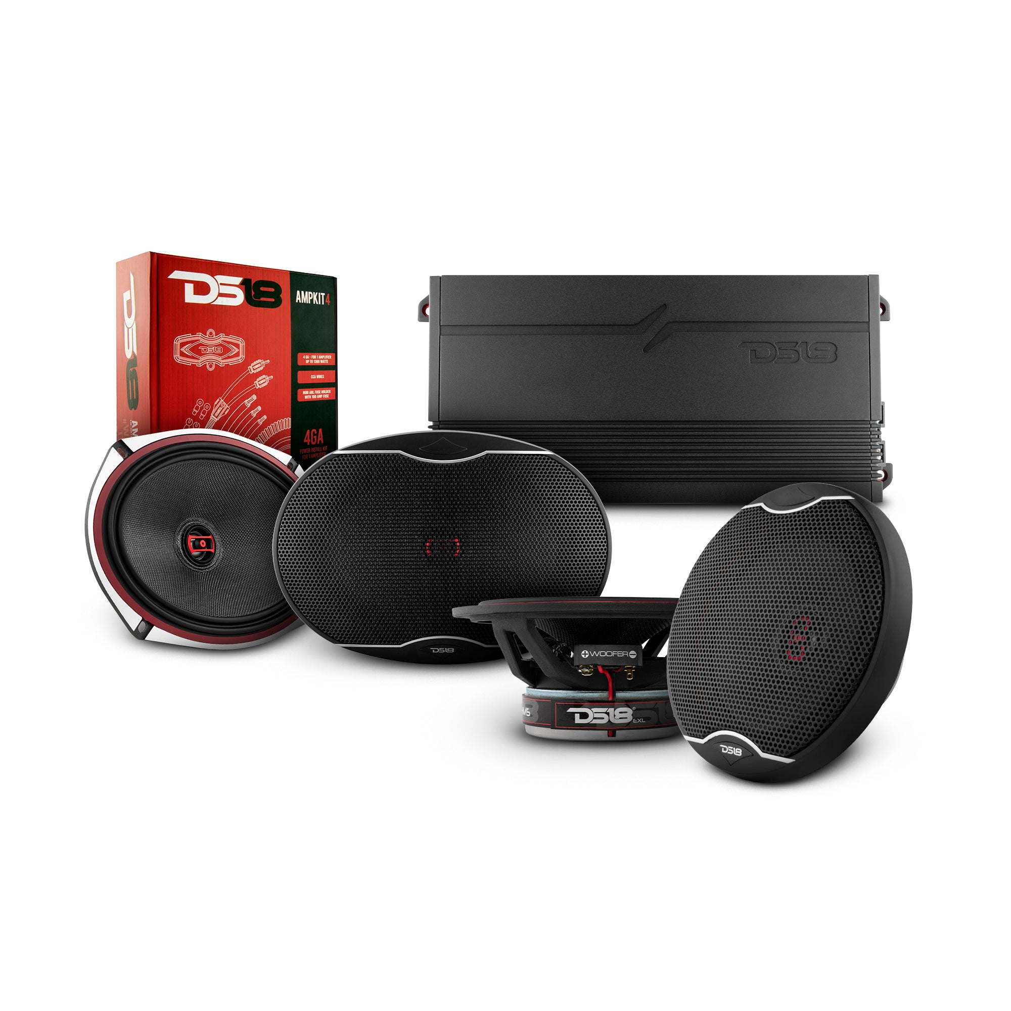DS18 2015-2020 Chevy Colorado Crew & Extended Cab Front & Rear Door Speaker Upgrade Kit - 1800W High Power Replacement Speakers for Enhanced Car Audio - Perfect for Road Trips & Music Lovers