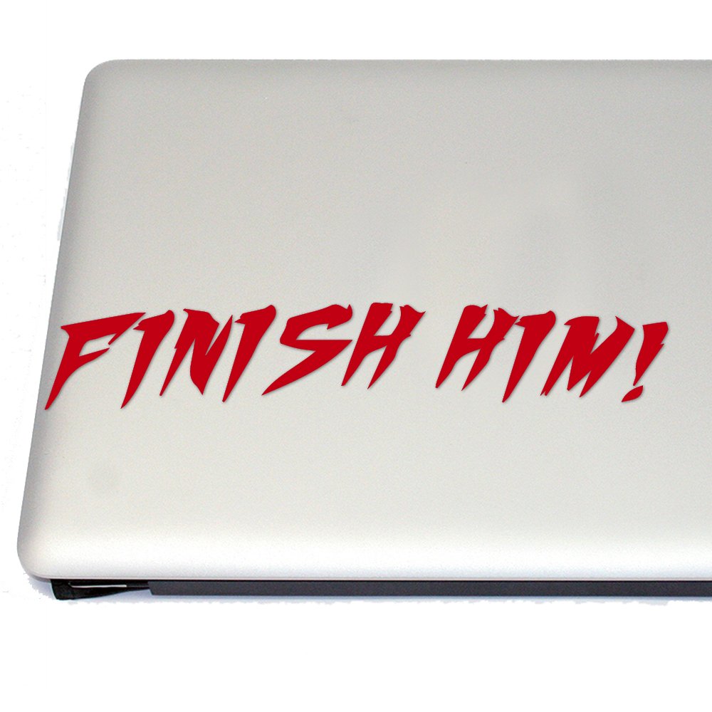 Finish Him Gaming Vinyl Decal - Mortal Kombat Inspired Sticker for Cosplay, Fan Gear & Gaming Accessories - Real Red - Perfect for Laptops, Water Bottles & Gaming Setups