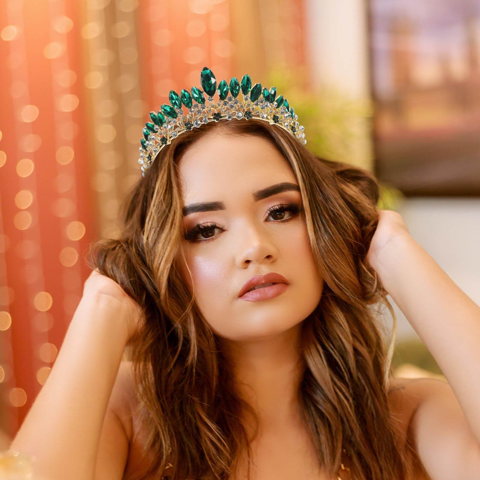 Amosfun Vintage Rhinestone Crown Headband - Elegant Bridal Hair Jewelry for Weddings, Birthdays & Cosplay | Perfect for Brides, Parties & Special Occasions