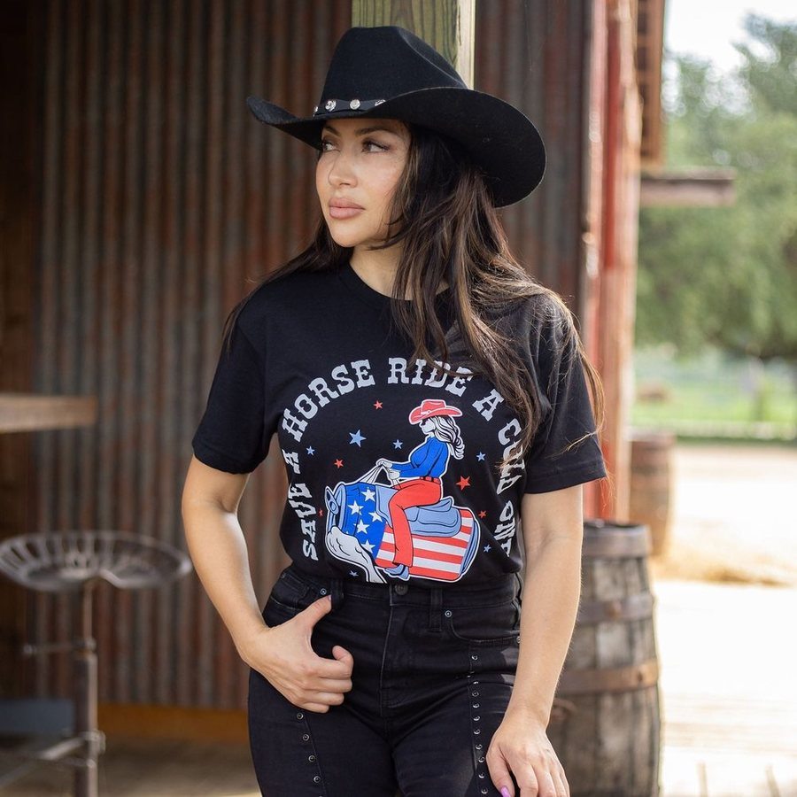 Women's Save a Horse Boyfriend Fit T-Shirt - Comfortable Oversized Graphic Tee for Casual Wear & Western Style Outfits | Perfect for Concerts, Rodeos & Country Themed Events