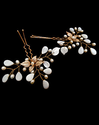 Elegant Bridal Hairpins - Haruko Pins by Stephanie Browne for Wedding, Prom & Special Occasions | Handcrafted Hair Accessories for Brides & Bridesmaids