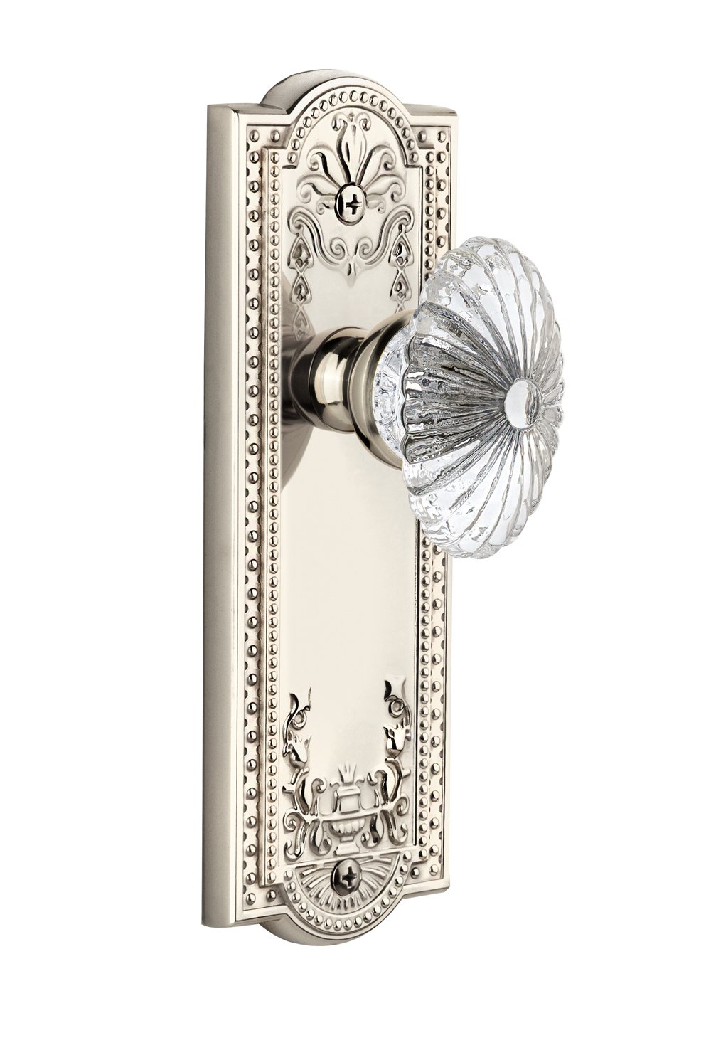 Grandeur Parthenon Plate with Burgundy Knob - Double Dummy Door Lever Set in Polished Nickel Finish | Ideal for Bedroom, Bathroom & Interior Doors