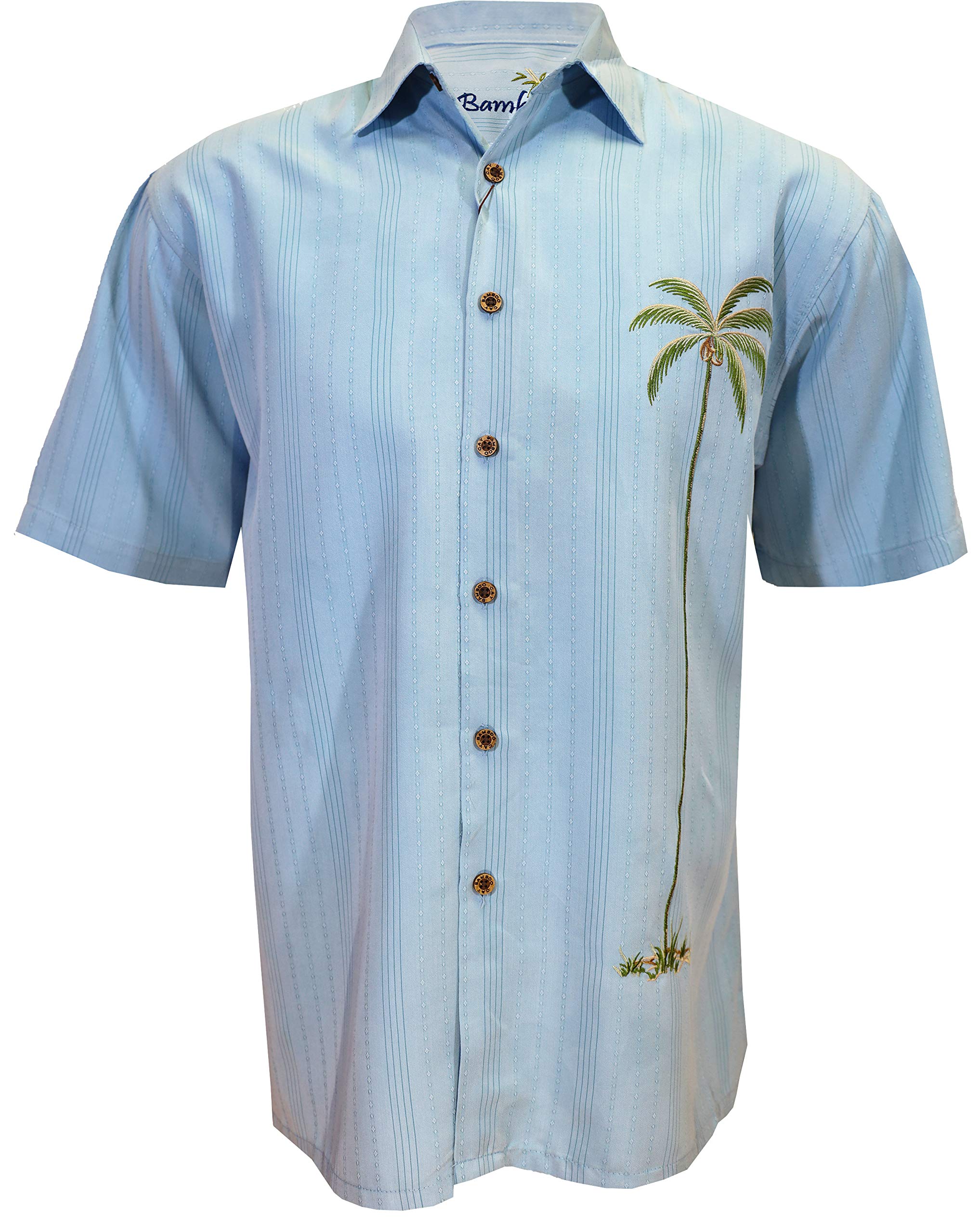 Bamboo Cay Men's Relaxed-Fit Short-Sleeve Camp Shirt - Breathable Casual Button-Up Shirt for Summer, Beach, and Outdoor Activities