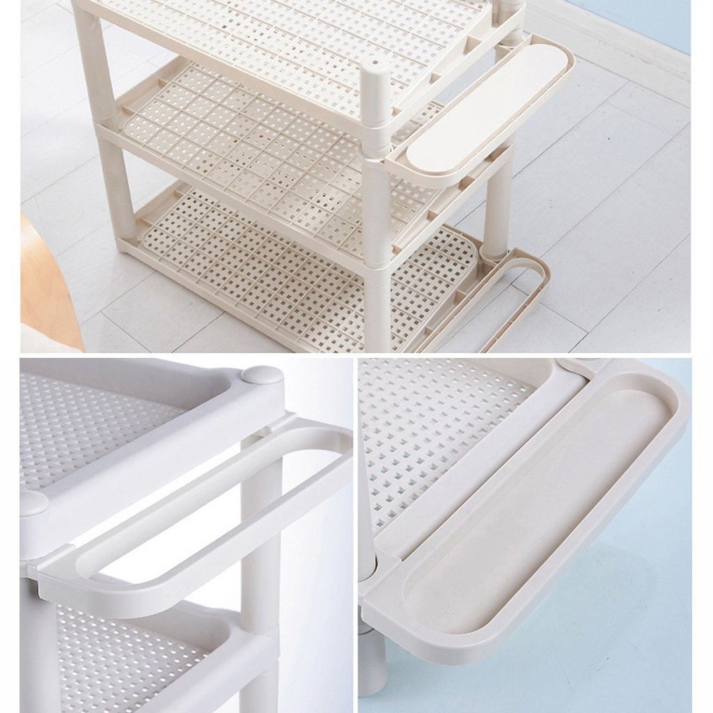 Stackable White Plastic Mesh Shoe Rack - Over The Door Space Saving Shoe Organizer with 4 Tier Beveled Shelves & Umbrella Stand - Removable Narrow Shoe Storage (68cm/26.8