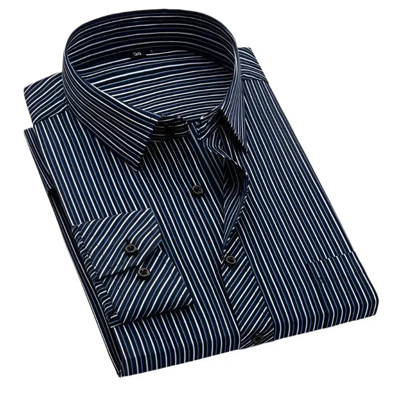 Premium Men's Pinstripe Dress Shirt - Slim Fit Formal Business Shirt for Office, Wedding & Special Occasions