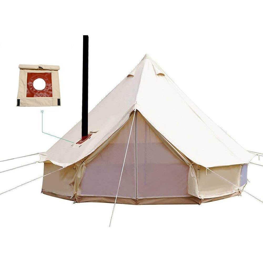 WINTENT 4 Season Cotton Canvas Bell Tent with Stove Hole & Electric Cable Port - Waterproof Camping Tent for Family Outdoor Adventures, Glamping, and Backpacking Trips