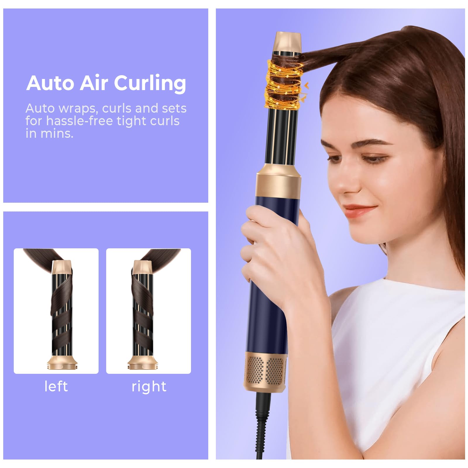 Yitrust Professional Ionic Hair Dryer Brush - 11000 RPM Hot Air Styler with Auto-Rotating Curling Brush | 7-in-1 Multifunctional Hair Tool for Blow Drying, Styling & Creating Curls | Perfect for Home Use, Salon Styling & Travel Hair Care