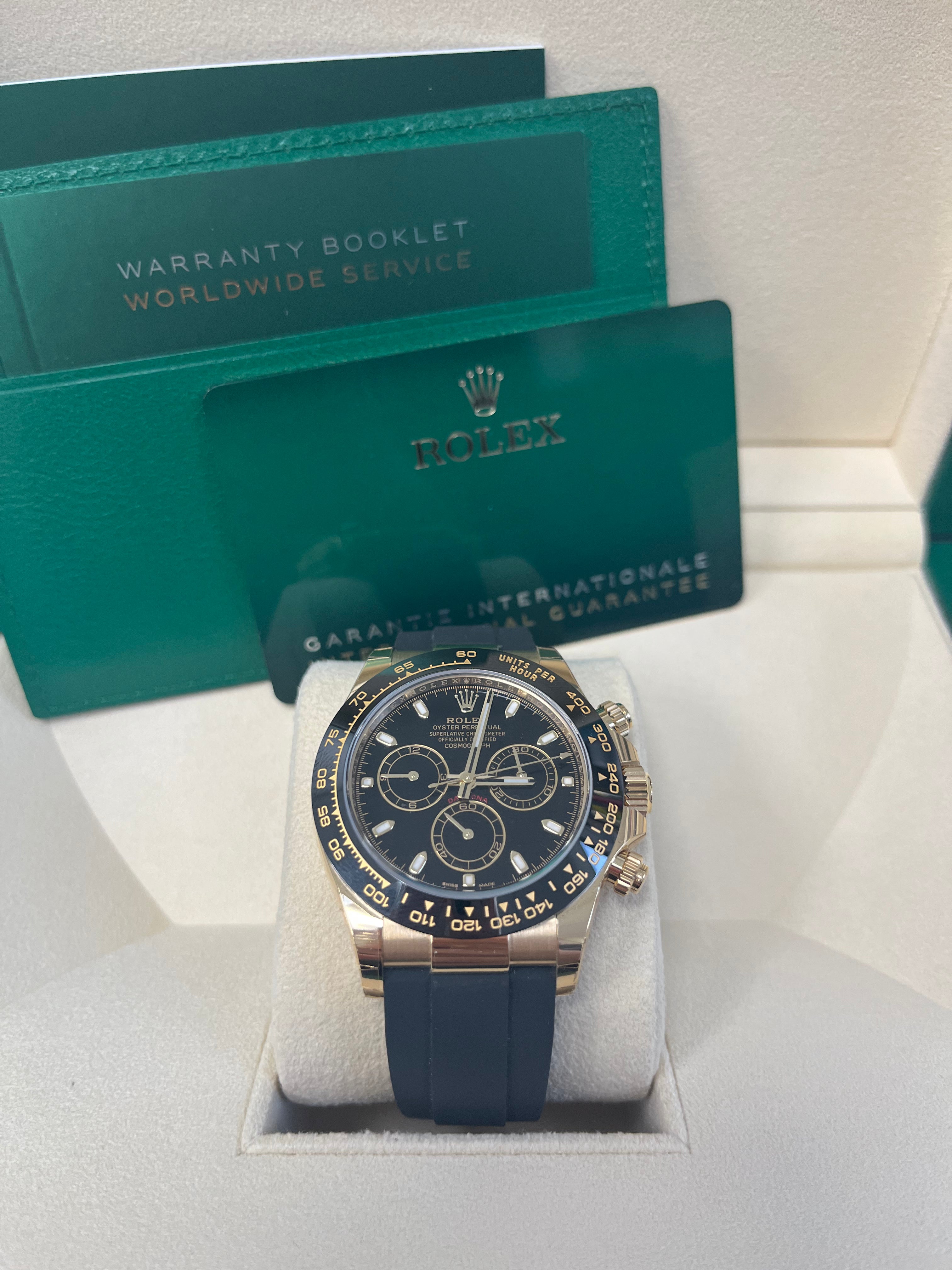 Rolex Daytona 40mm Yellow Gold Men's Watch - Black Index Dial & Oysterflex Strap 116518LN | Luxury Sports Chronograph for Racing Enthusiasts & Collectors
