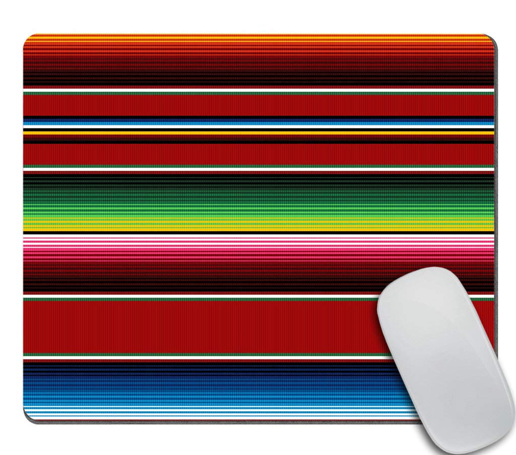 Vibrant Serape Stripe Mouse Pad - Colorful Mexican Rug Blanket Design for Computers & Laptops - Perfect for Office, Gaming & Home Workspace Decor