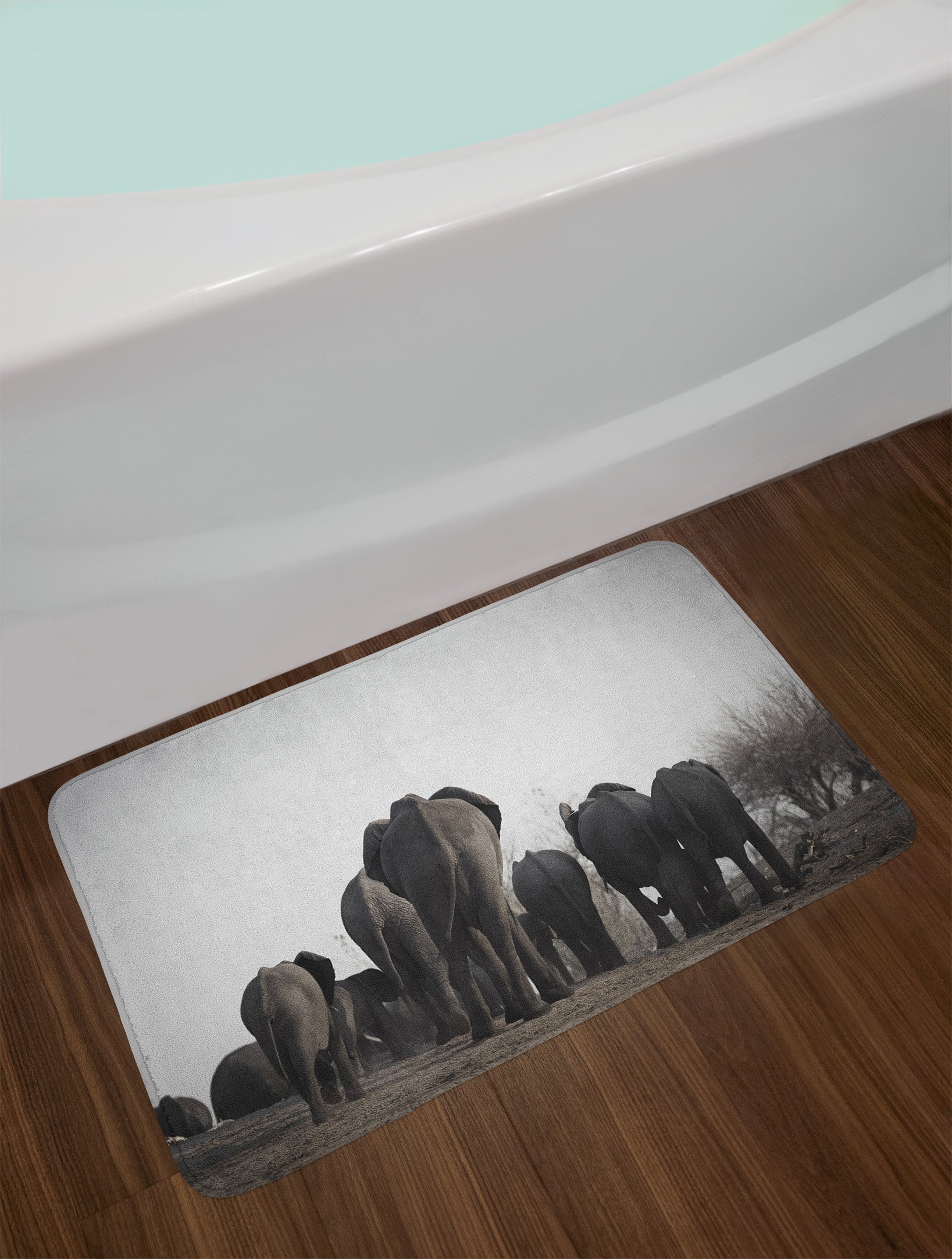 Ambesonne Non-Slip Plush Bath Mat with Tropical Wildlife Savannah Design - 30.2