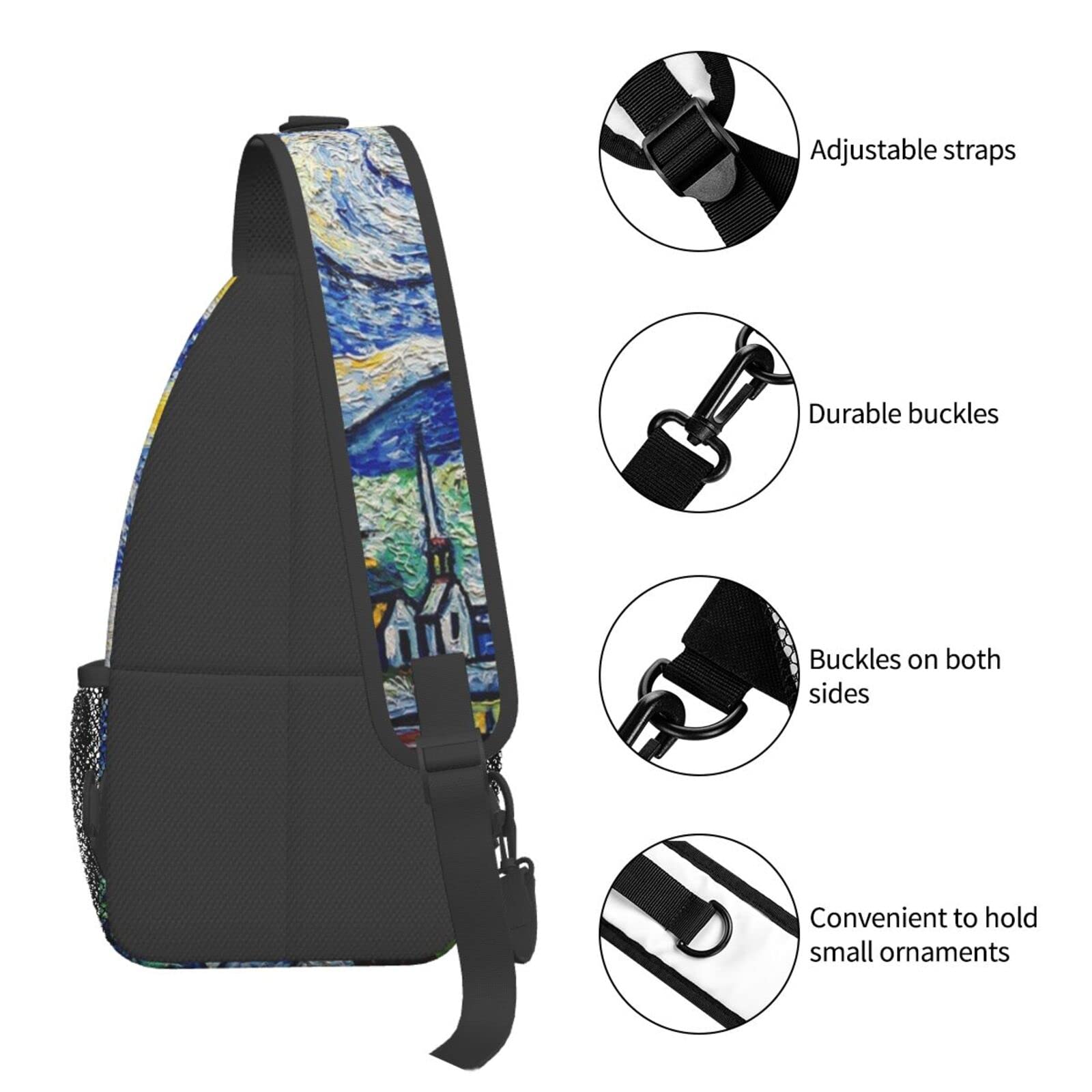 Starry Night Blue Sling Backpack for Women & Men - Lightweight Crossbody Chest Shoulder Bag, Fashion Casual Daypack for Travel, Camping, Hiking & Daily Use