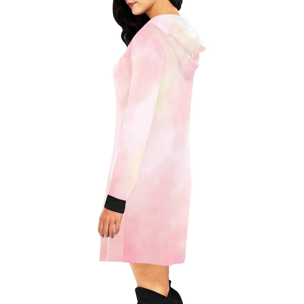 Stylish Bright Pink Hoodie Dress for Women - Long Sleeve Casual Pullover Sweatshirt with Pockets | Perfect for Streetwear, Loungewear & Everyday Fashion