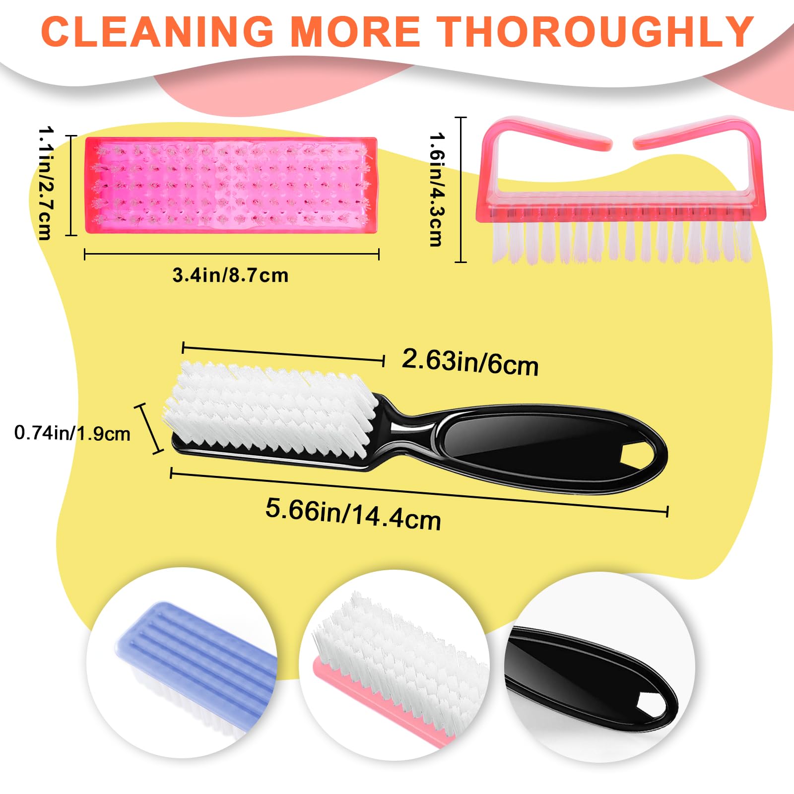 8 PCS Nail Brush Set for Cleaning Fingernails & Toenails - Ergonomic Handle Grip Nail Scrubber Brush Kit - Manicure & Pedicure Tools for Women & Men - Perfect for Home Spa, Salon & Travel Nail Care