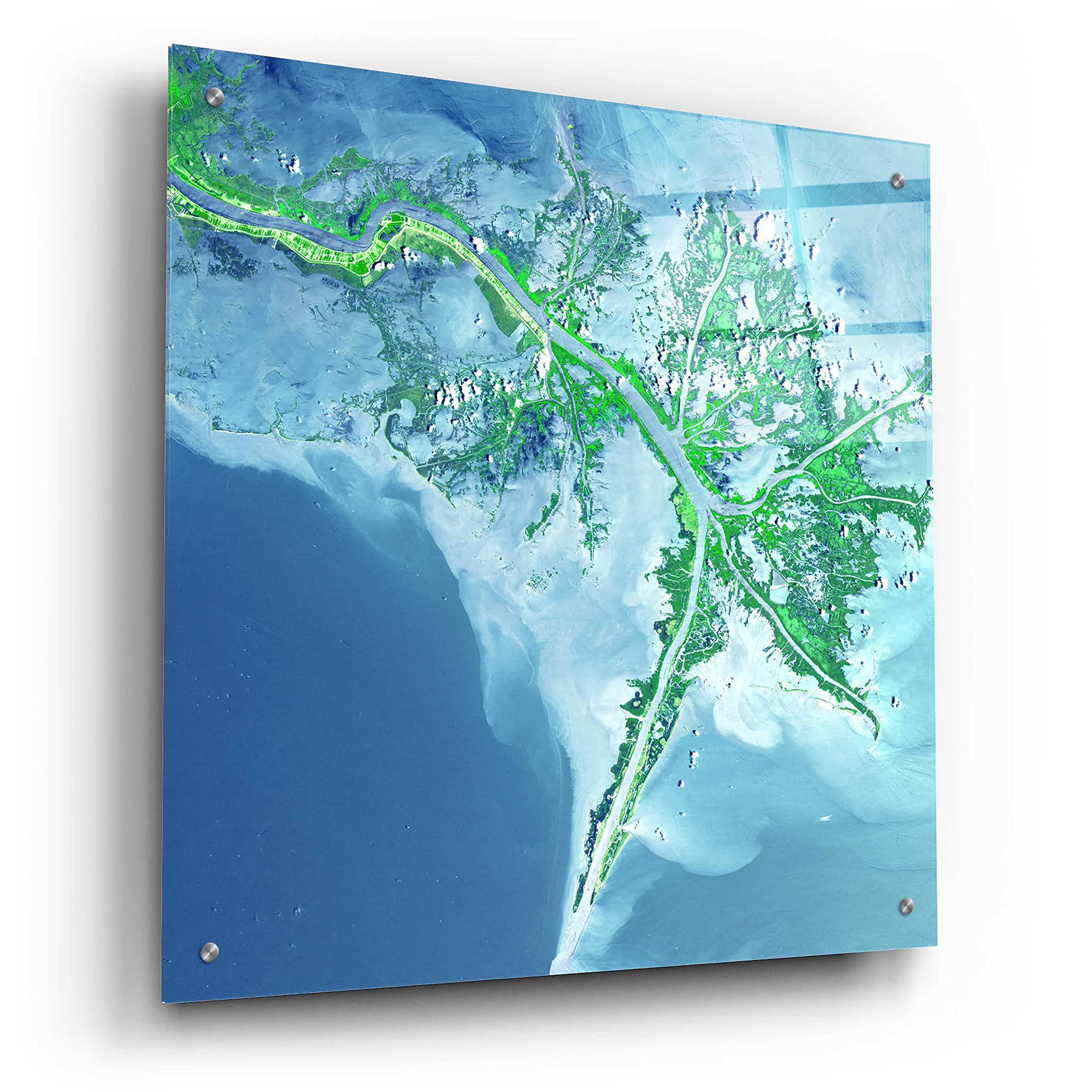 Epic Art 'Earth as Art: Mississippi River Delta' Acrylic Glass Wall Art - 24x24 Inch Modern Home Decor - Perfect for Living Room, Bedroom & Office Wall Decor