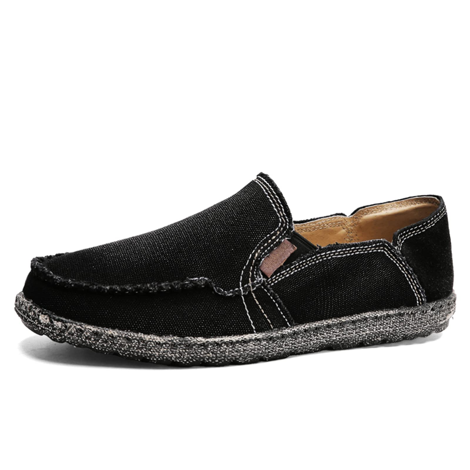 JAMONWU Men's Slip-On Canvas Loafers - Breathable Casual Boat Shoes for Men, Vintage Deck Shoes with Comfortable Design - Perfect for Walking, Travel, and Summer Outfits