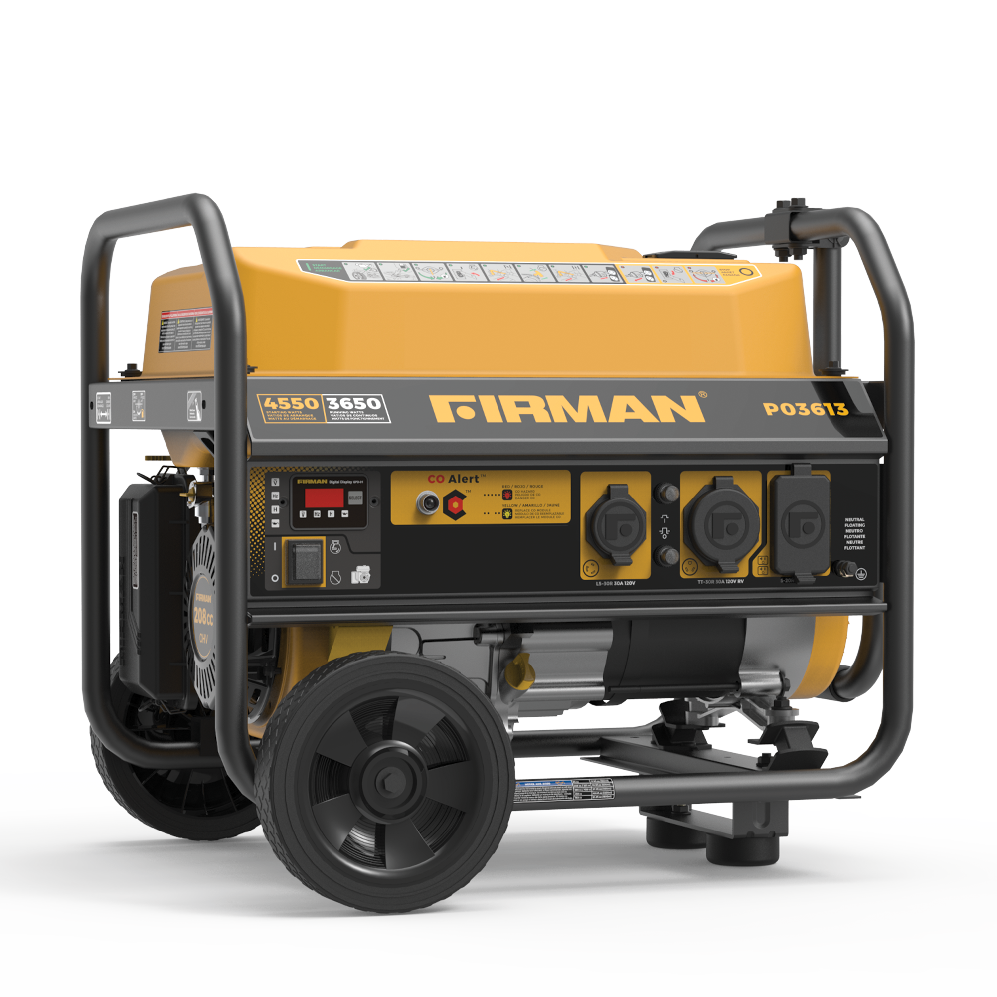 4550W Portable Gas Generator with Recoil Start & CO Alert - 120V Power for Camping, Emergencies & Outdoor Events