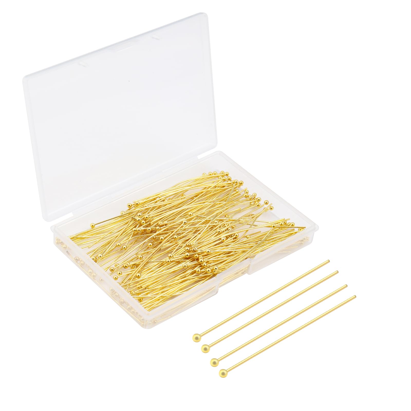 50mm Gold Ball Pins 200pcs - Jewelry Making for Earrings & Bracelets