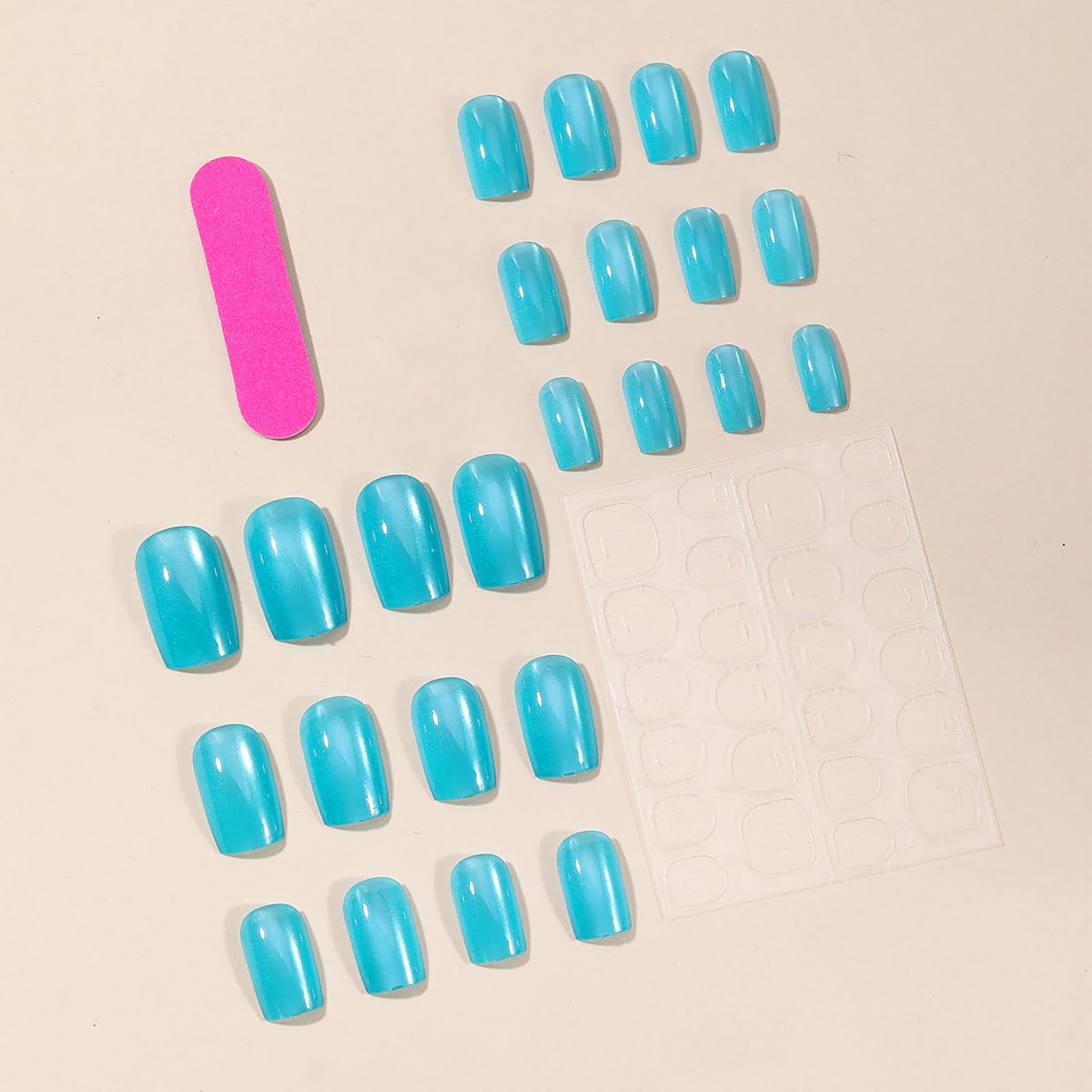 24Pcs Press on Nails Square Medium Fake Nails - Gradient Glitter Acrylic Full Cover Stick on Nails for Women | Shiny Jelly False Nails for Parties, Weddings, Date Nights & Daily Wear