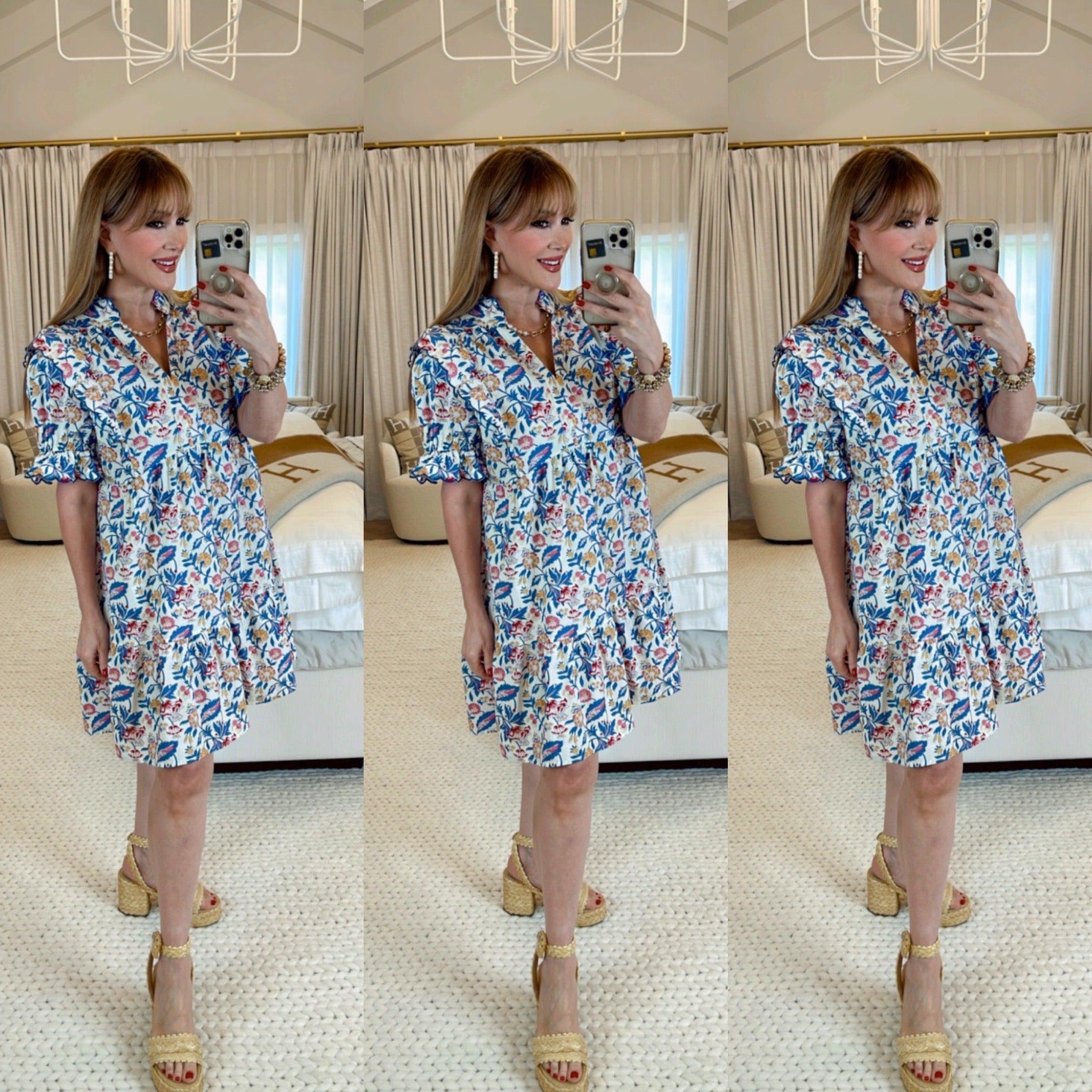 Reilly Off White Floral Print Dress - Women's Summer Flowy Boho Maxi Dress for Beach Vacation, Garden Party & Date Night