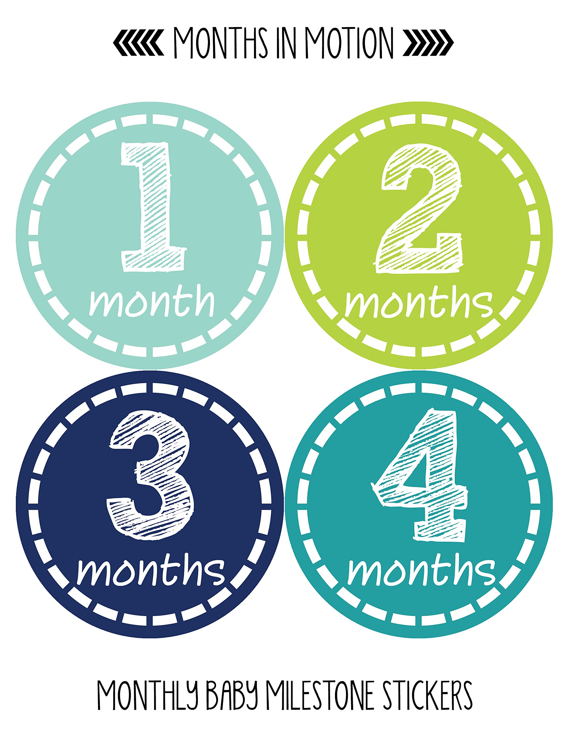 Baby Monthly Milestone Stickers for Newborn Boys - Set of 20 Adhesive Photo Props - Perfect for Baby's First Year Photo Shoots, Scrapbooking & Memory Keepsakes