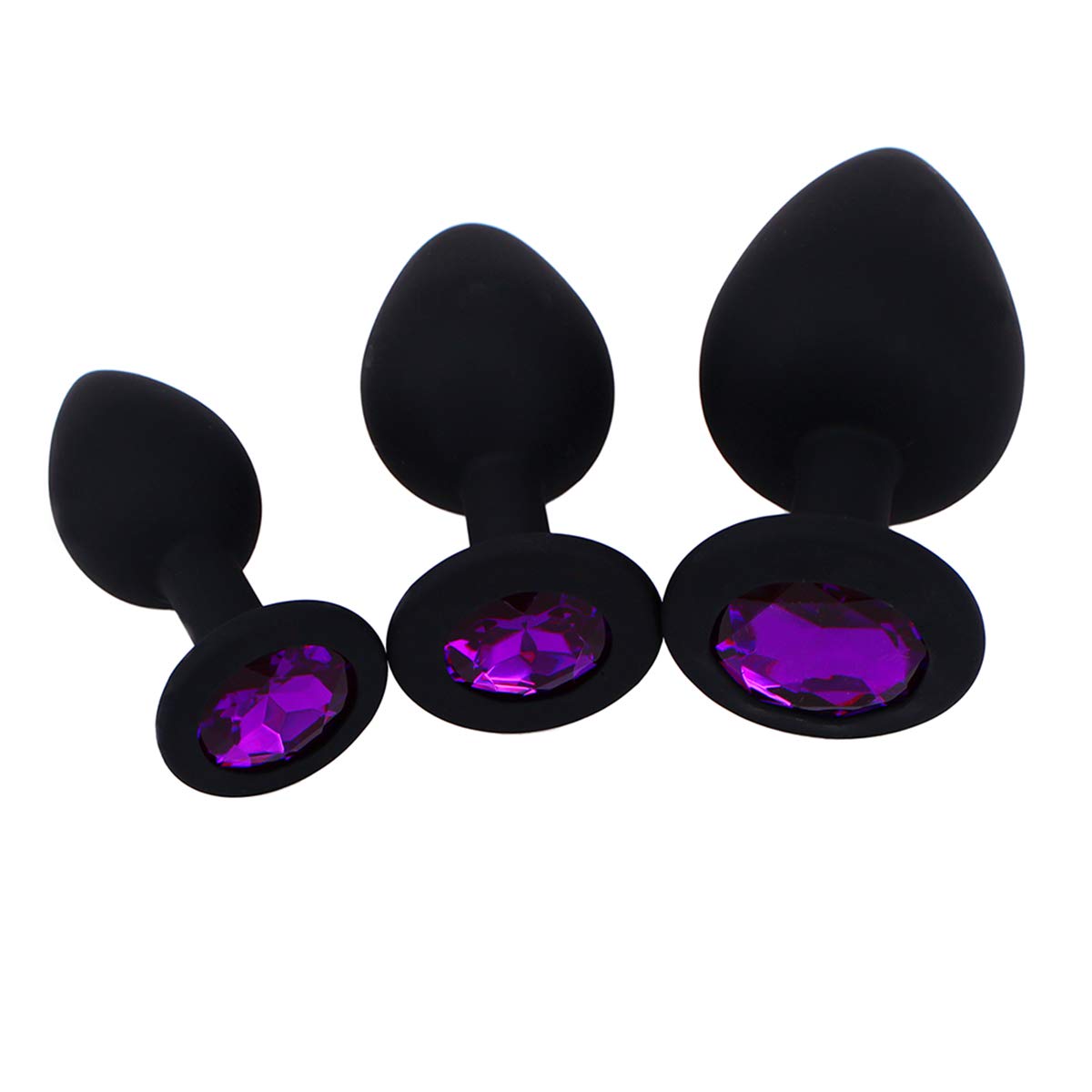 3PCS Silicone Jeweled Anal Trainer Plugs Set - Beginner Friendly Anal Sex Toys for Men, Women & Couples | Black | Perfect for Sensual Play, Intimacy & Exploration