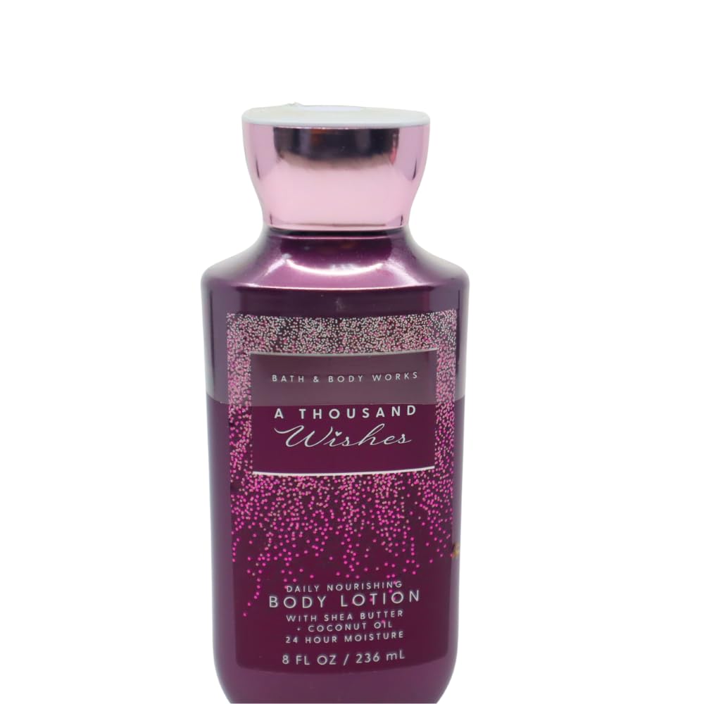 Bath & Body Works A THOUSAND WISHES 4-Piece Gift Set - Body Lotion, Shower Gel, Fragrance Mist & 3-Wick Candle with Silver Bag | Luxury Bath & Body Care Set for Women, Perfect Gift for Birthday, Anniversary & Holidays