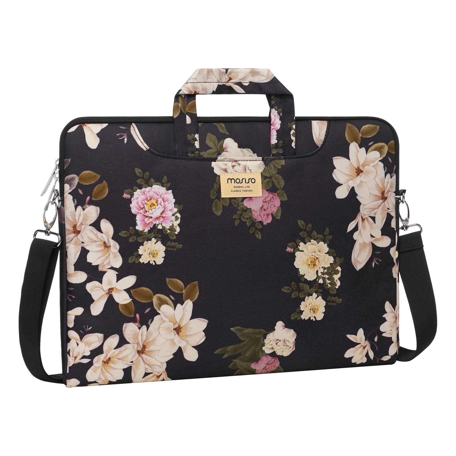 MOSISO Laptop Shoulder Bag for MacBook Air/Pro 13-13.3 inch & MacBook Pro 14 inch M1 M2 M3 (2021-2023) - Lightweight Polyester Briefcase with Adjustable Strap - Perfect for Work, Travel & Business Meetings