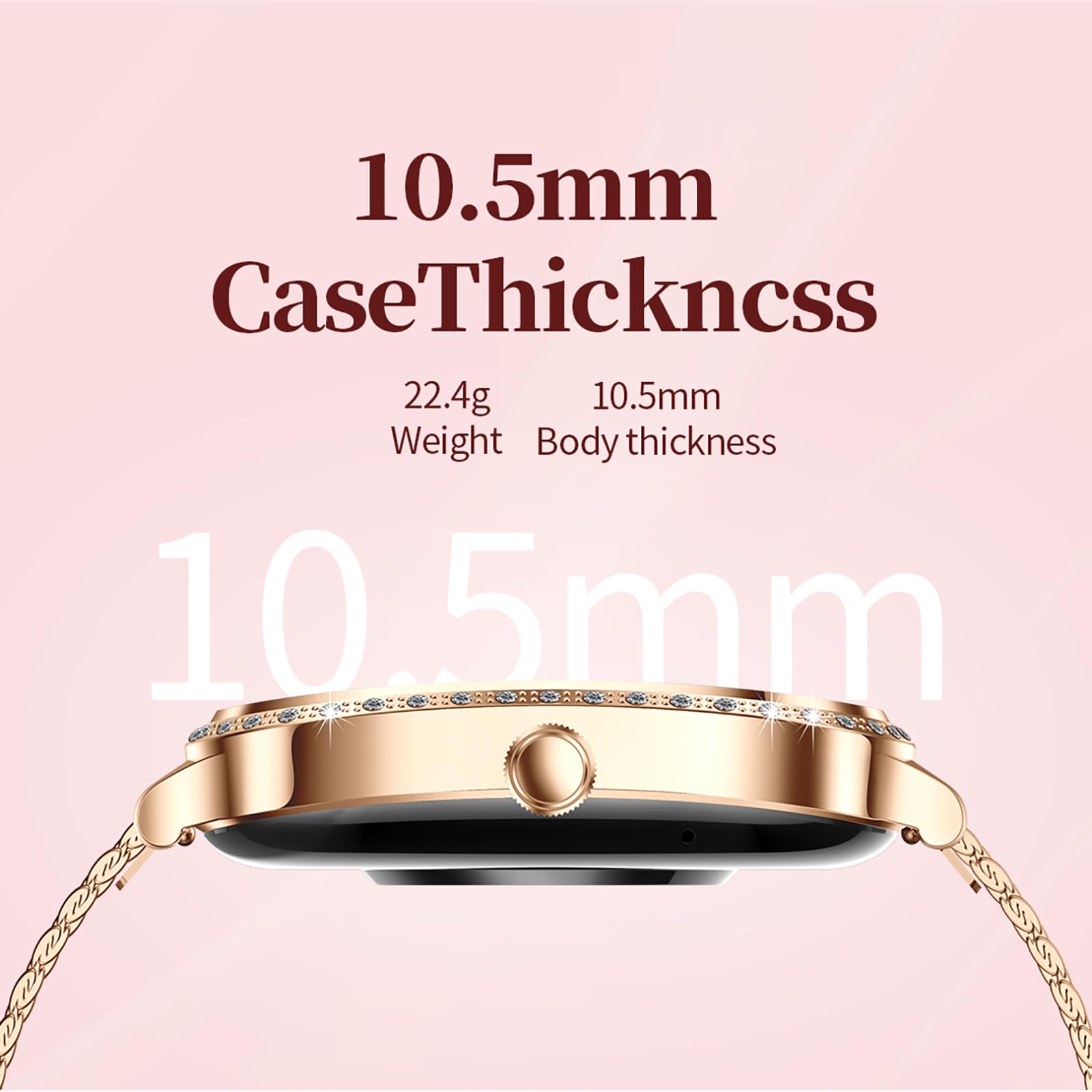 Luxury Diamond Smart Watch for Women - Gold Designer Fitness Tracker with Call Function, Heart Rate & Sleep Monitor, IP68 Waterproof - Perfect for Workouts, Office & Everyday Wear