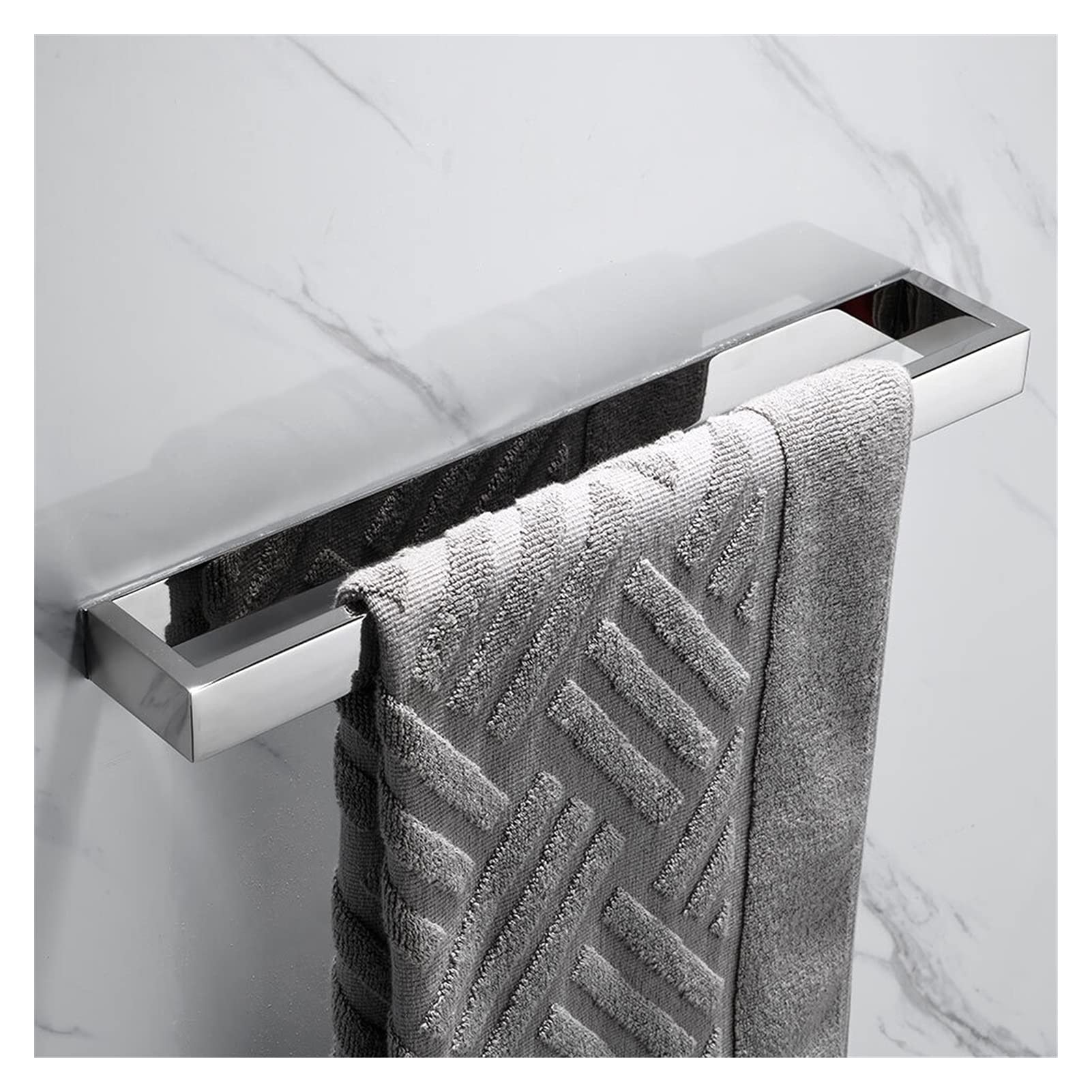 40cm Self-Adhesive Stainless Steel Hand Towel Rail - Black Bathroom Towel Rack Holder for Kitchen, Bathroom & Home - Perfect for Washcloths, Face Towels & Small Linens - Space Saving & Rustproof Design