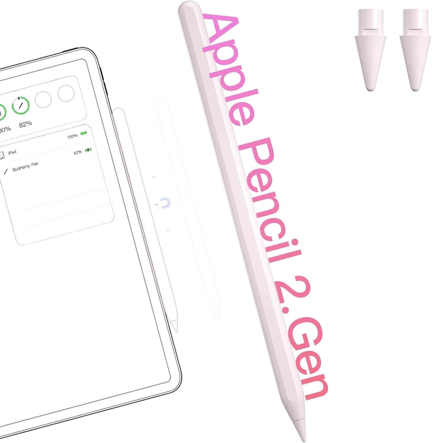 Apple Pencil 2nd Generation Stylus for iPad (2018-2024) - Magnetic Wireless Charging, Tilt & Pressure Sensitivity with Palm Rejection - Compatible with iPad Pro 11
