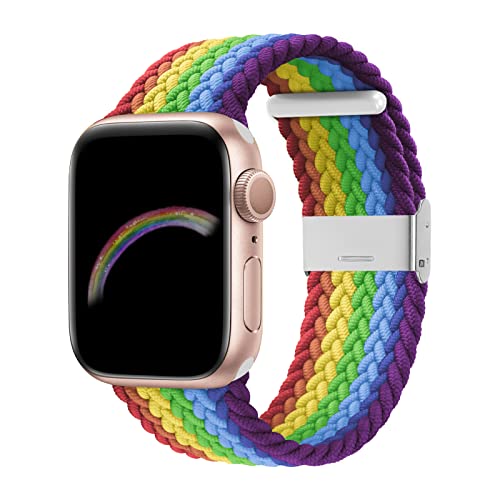 Bagoplus Braided Solo Loop Stretchy Elastic Band Compatible with Apple Watch Series 8/7/6/SE/5/4/3/2/1/Ultra - Adjustable Sport Strap for 38mm 40mm 41mm 42mm 44mm 45mm 49mm - Perfect for Workouts, Running & Everyday Wear (Men & Women)