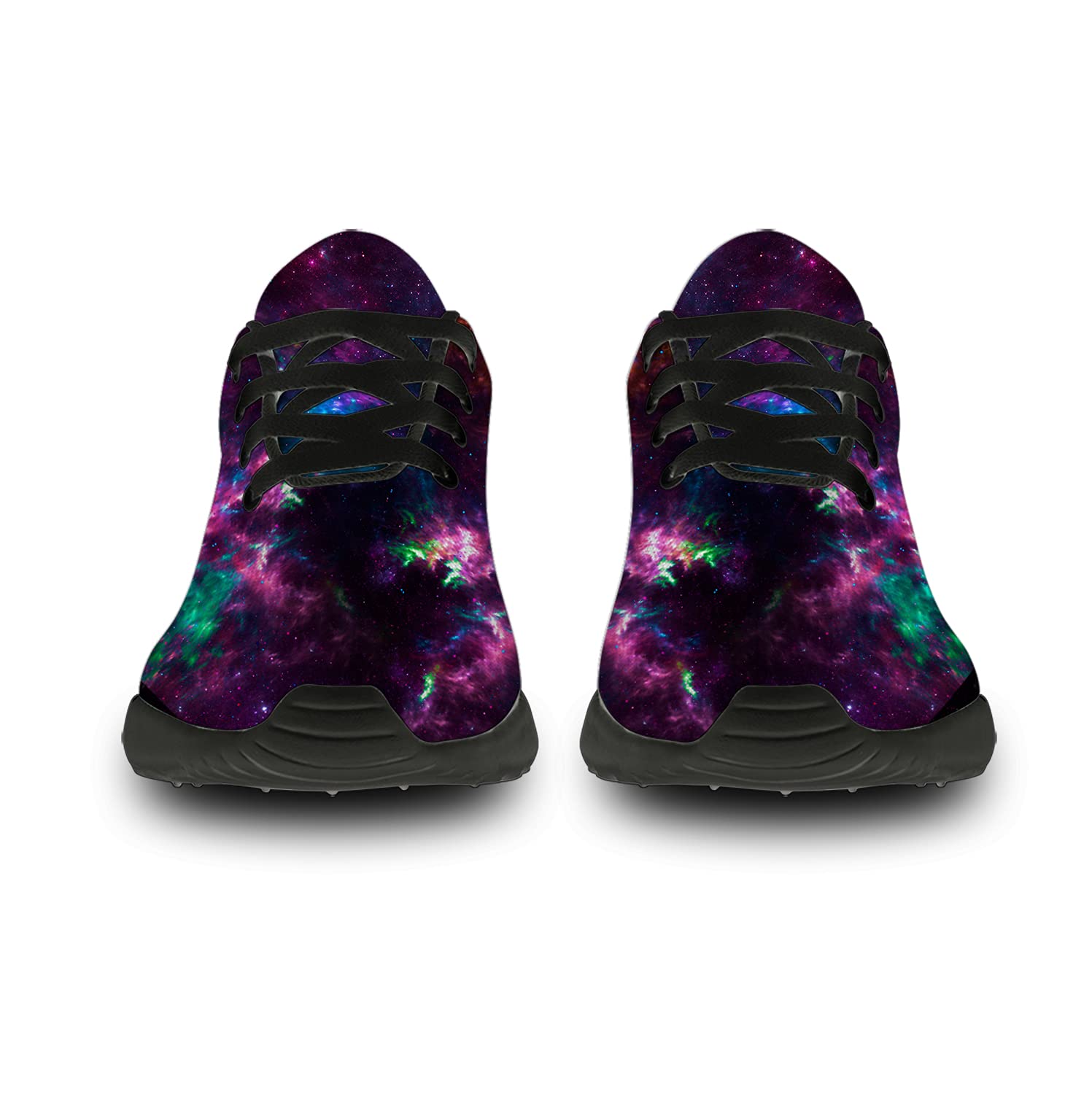 Galaxy Running Shoes for Women & Men - Lightweight Walking & Tennis Sneakers with Rainbow Space Nebula Design - Perfect for Jogging, Gym, Casual Wear - Size 4 Men/6 Women in Black
