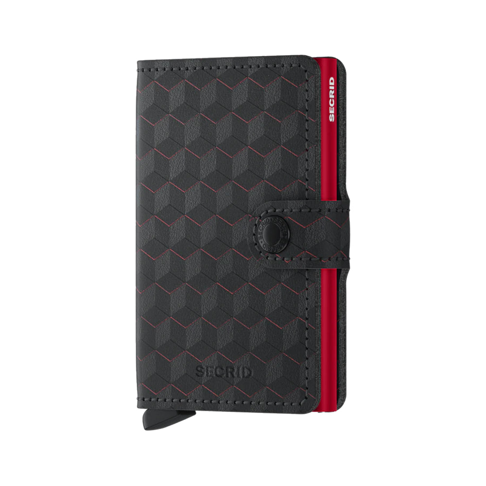 Mini Wallet for Women & Men - Slim RFID Blocking Credit Card Holder - Optical Black & Red - Perfect for Travel, Shopping & Everyday Use