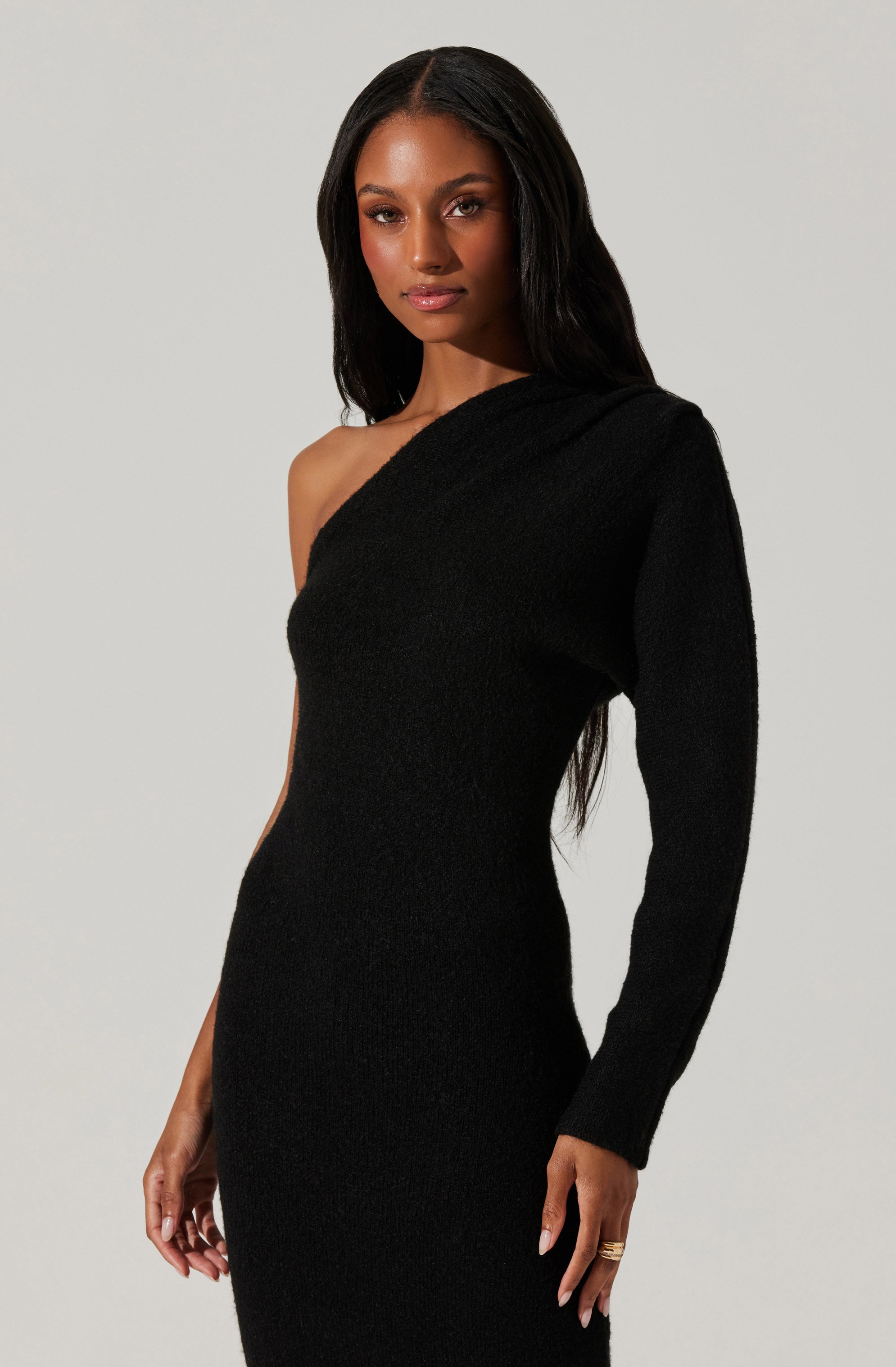 Finola One Shoulder Sweater Dress for Women - Elegant Knit Bodycon Dress for Party, Date Night & Fall Fashion | Soft Stretchy Comfortable Outfit
