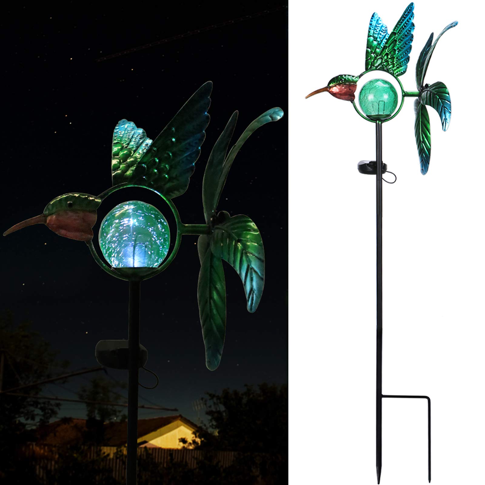 Solar Powered Hummingbird Garden Lights - Outdoor Decorative Pathway Stake Lights with Wind Spinner for Yard, Lawn & Patio Decor | Weatherproof Solar LED Landscape Lighting for Garden, Walkway & Backyard