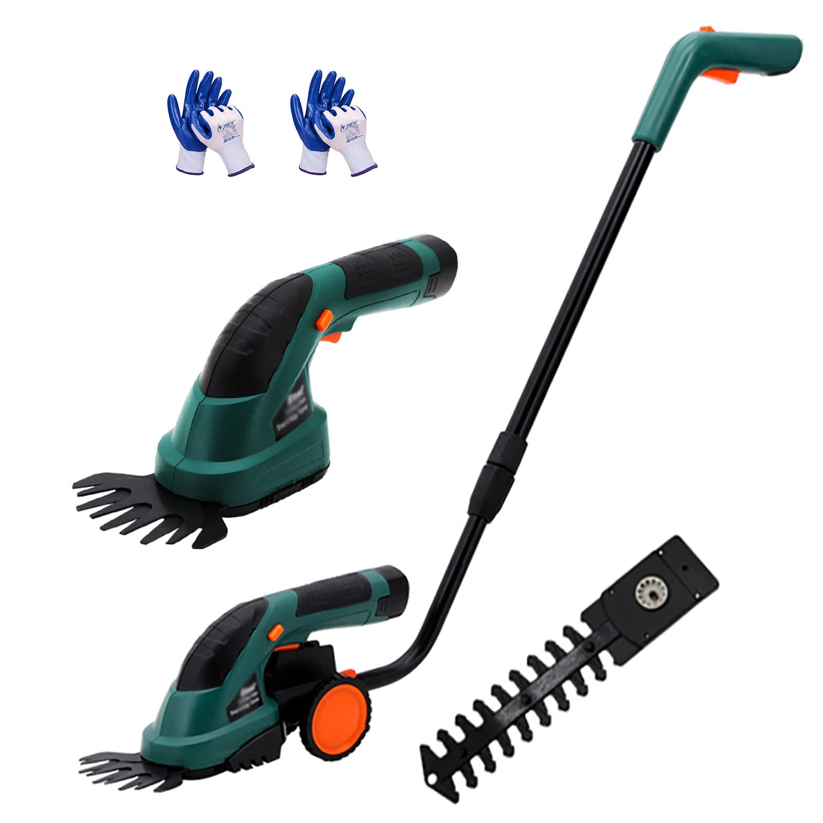 7.2V Cordless 2-in-1 Grass Shear & Hedge Trimmer with Telescopic Handle, Running Wheels, Battery & Charger - Perfect for Lawn Care, Garden Maintenance, and Landscaping (Includes 1 Battery)