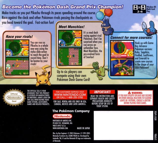 Used Pokemon Dash DS Video Game - Authentic Nintendo DS Cartridge for Collectors & Retro Gaming Enthusiasts | Perfect for Nostalgic Play & Gaming Collections