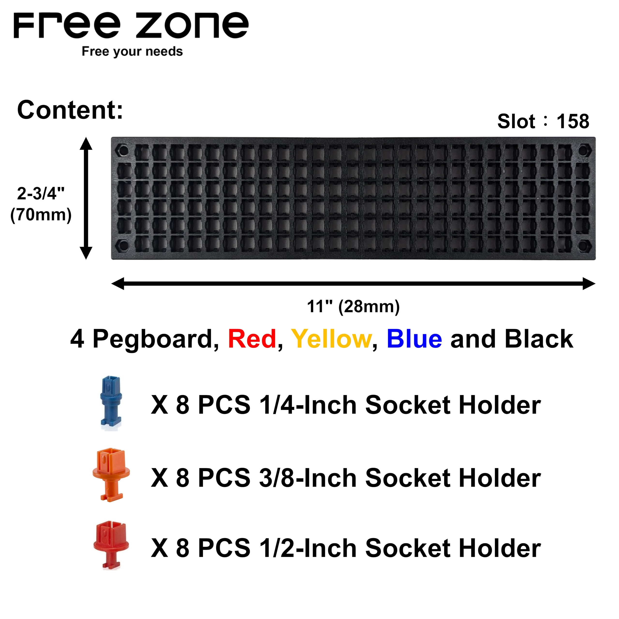 4 PCS Bit Organizer Set with 158-Hole Storage - 1/4