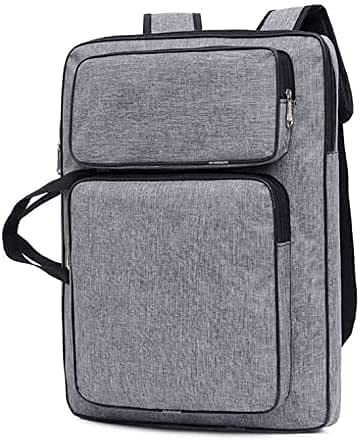 A3 Waterproof Canvas Art Portfolio Case - Portable Artist Organizer with Drawing Board, Backpack & Tote Bag for Painting Storage - Ideal for Art Students, Professionals & Traveling Artists (Grey) - Perfect for Sketching Outdoors, Art Classes & Studio Organization